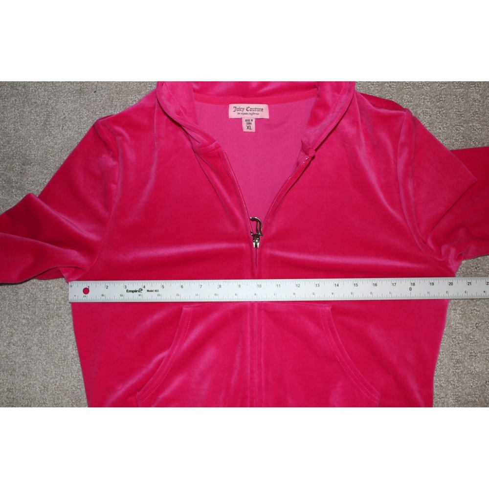 Juicy Couture Hot Pink OG Big Bling Velour Zip Hoodie‎ Rhinestone Logo XL NWOT - Picture 5 of 8